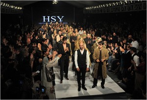 Pakistan Fashion Week The designer Hassan Sheheryar Yasin acknowledged the crowd at the end of his show