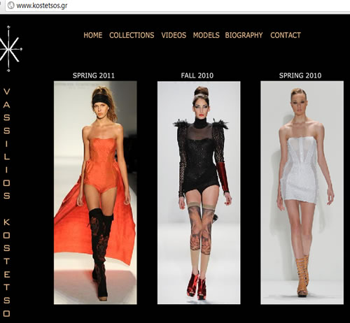kostetsos.gr web page fashion designer Vassilios Kostetsos